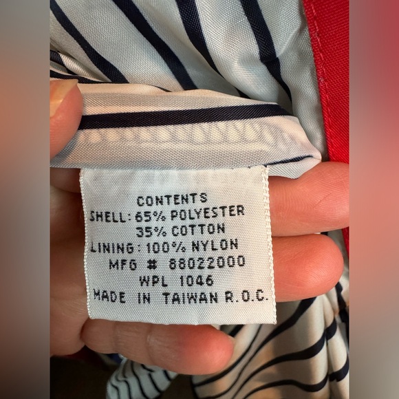 R.O.C Made In Taiwan Windbreaker Coat Rain Jacket Blue Pockets Size 8 Adjustable - Picture 14 of 16